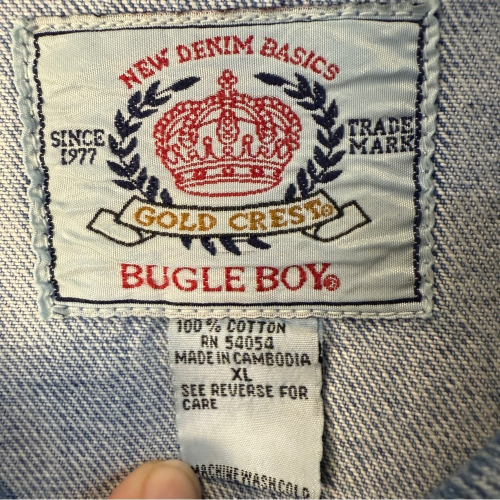 Vintage Bugle Boy Light Blue Denim Trucker Jacket Y2K 90’s Biker 100% Cotton - Picture 3 of 13